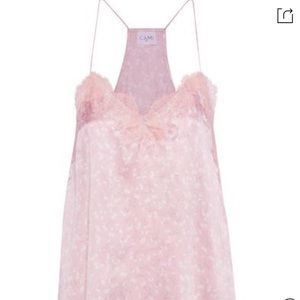 Woman The Racer Lace-trimmed Floral-print Silk-charmeuse Camisole Pastel Pink